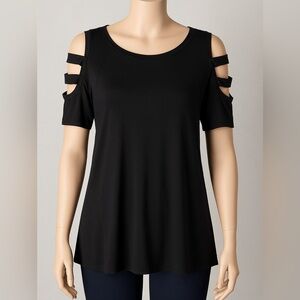 Black Cold Shoulder Tunic Top M